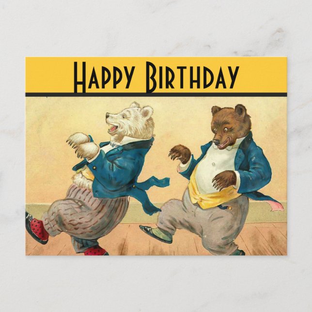 Carte Postale Bears de danse Joyeux anniversaire (Devant)