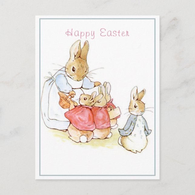 Carte Postale Beatrix Potter Joyeuses Pâques (Devant)