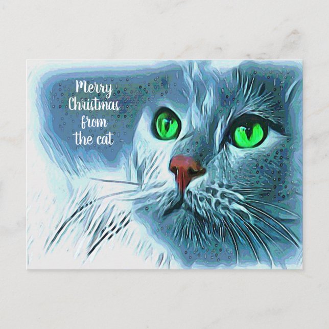 Carte Postale Beau Artsy Joyeux Noël du chat (Devant)