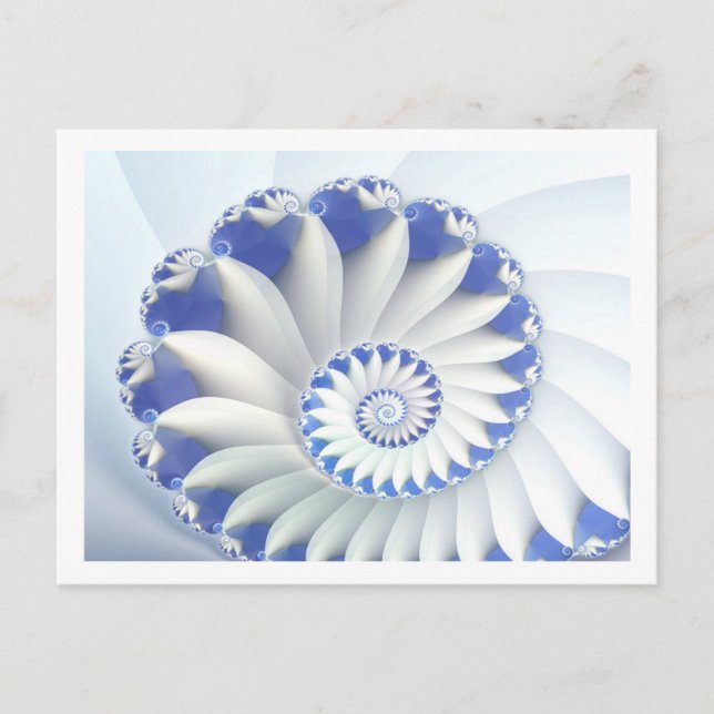 Carte Postale Beau Bleu & Blanc Mer Shell Art Fractal fin (Devant)