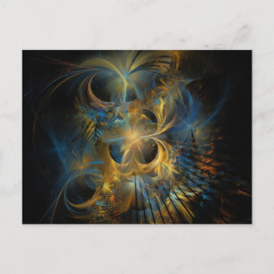 Carte Postale Beau Bleu Et Or Fractal
