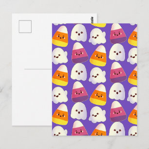 Carte Postale Beau Bonbon Halloween Et Motif Fantôme