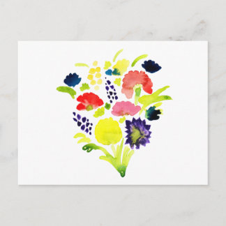 Carte Postale Beau bouquet de fleurs à l'aquarelle