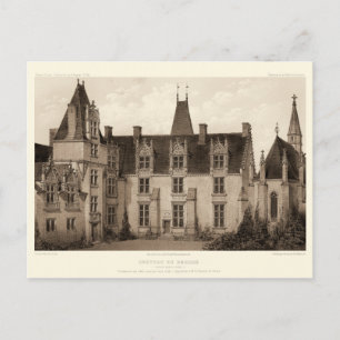 Carte Postale Beau Château français à Sepia Tones
