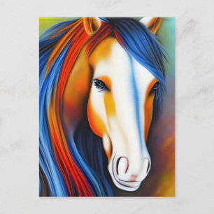 Carte Postale Beau Cheval Colorful