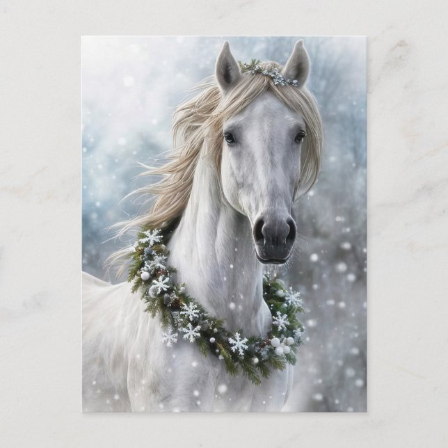Carte Postale Beau cheval Joyeux Noël Saison (Devant)