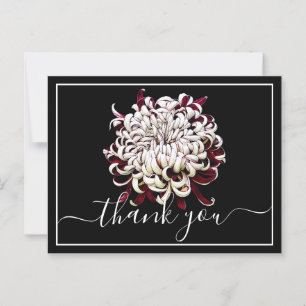 Carte Postale Beau Chrysanthème Rouge Et Blanc Merci
