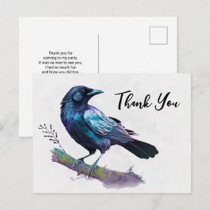 Carte Postale Beau corbeau sur un Merci de branche d'arbre