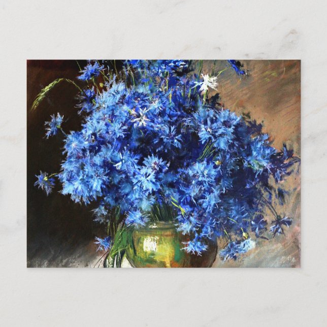 Carte Postale Beau Cornoufleurs Bleues (Devant)