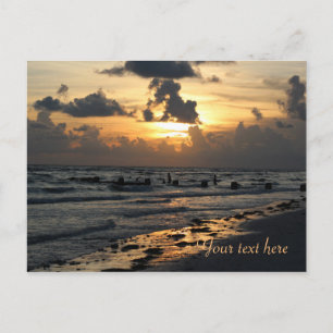 Carte Postale Beau coucher de soleil à Honeymoon Beach île Flori