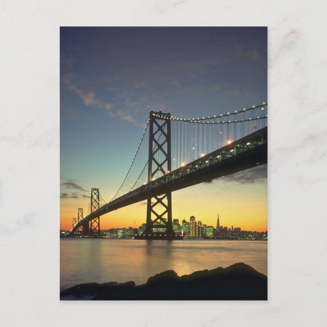Carte Postale Beau coucher de soleil : Bay Bridge, San Francisco (Devant)