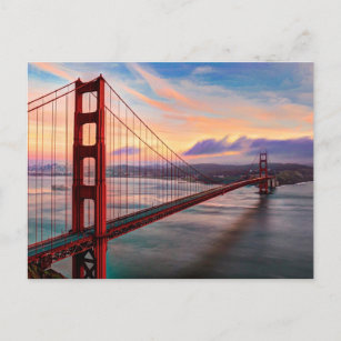 Carte Postale Beau coucher de soleil d'hiver au Golden Gate Brid