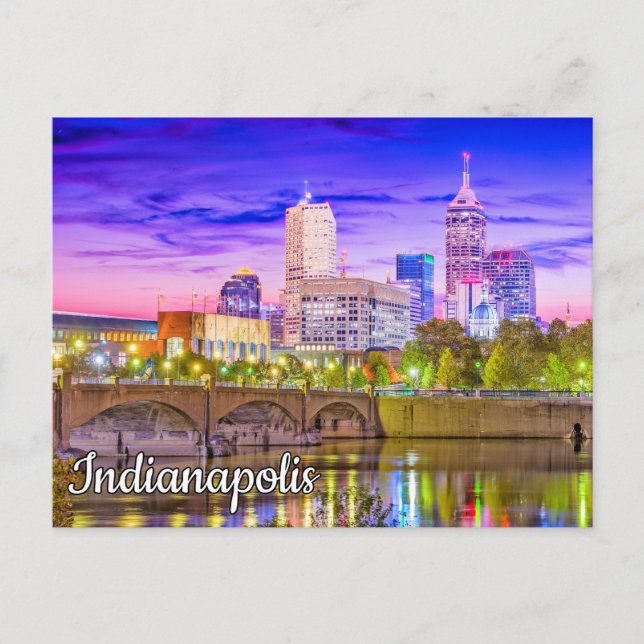 Carte Postale Beau coucher de soleil sur Indianapolis, Indiana (Devant)
