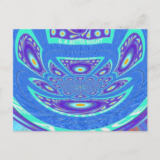 Carte Postale Beau cyan bleu kaléidoscope vectoriel design (Devant)