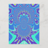Beau Cyan bleu moderne batik Kaleidoscope Art