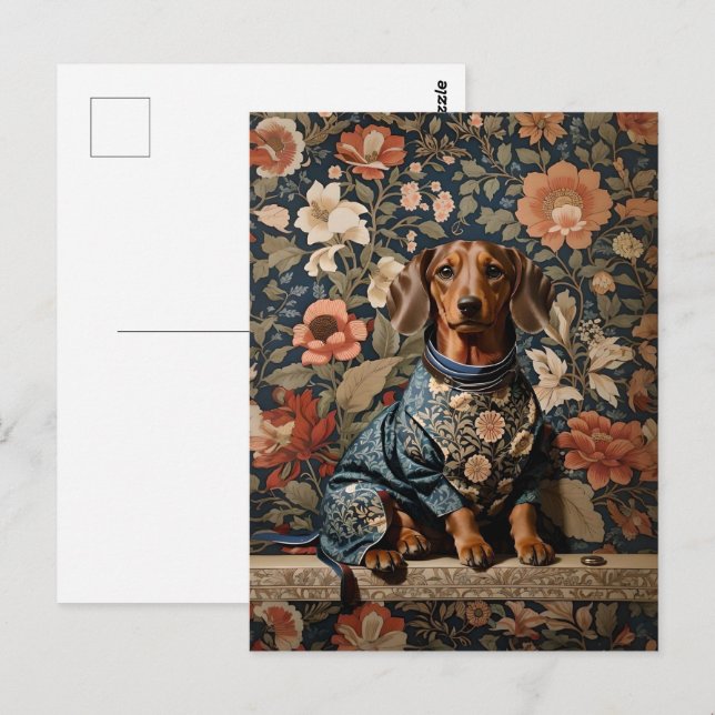 Carte Postale Beau Dachshund Brown | Portrait Dachshund (Devant / Derrière)