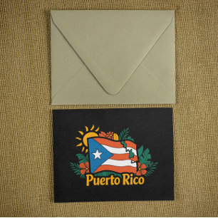 Carte Postale Beau Drapeau Floral Porto Rico