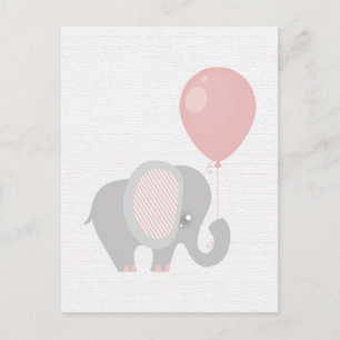 Carte Postale Beau éléphant rose bébé
