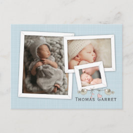 Carte Postale Beau en bleu photo encadré Faire-part de naissance