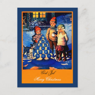Carte Postale Beau enfants norvégiens à Noël inhabituel