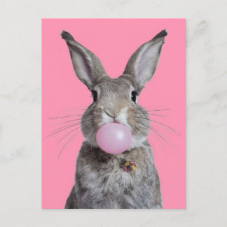 Carte Postale Beau Imaginaire Lapin Chewing Bubble Gum