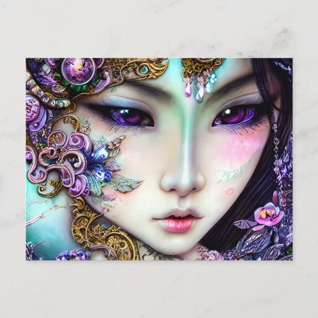 Carte Postale Beau Japonaise fille Imaginaire gothique (Devant)