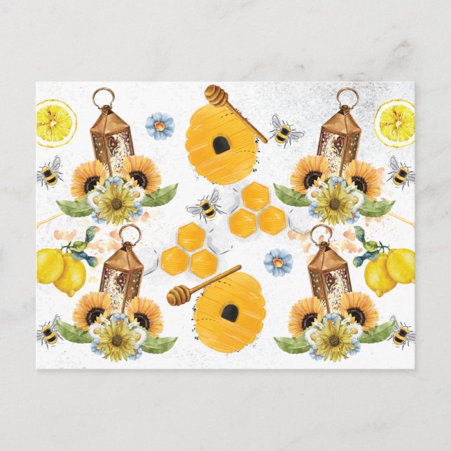 Carte Postale Beau Jardin Bee Tournesol (Devant)