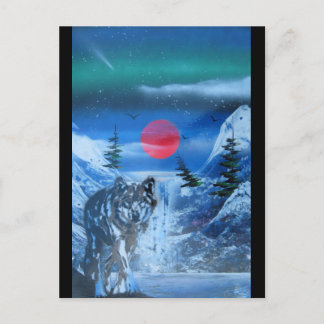 Carte Postale Beau loup au coucher du soleil