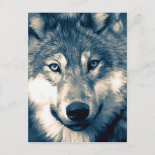 Carte Postale Beau loup gris animal de forêt