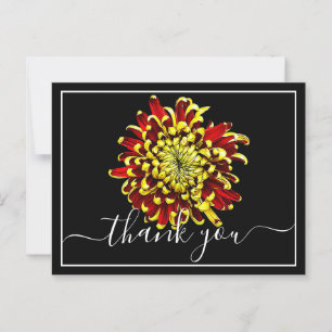 Carte Postale Beau Merci Chrysanthème Rouge Et Jaune