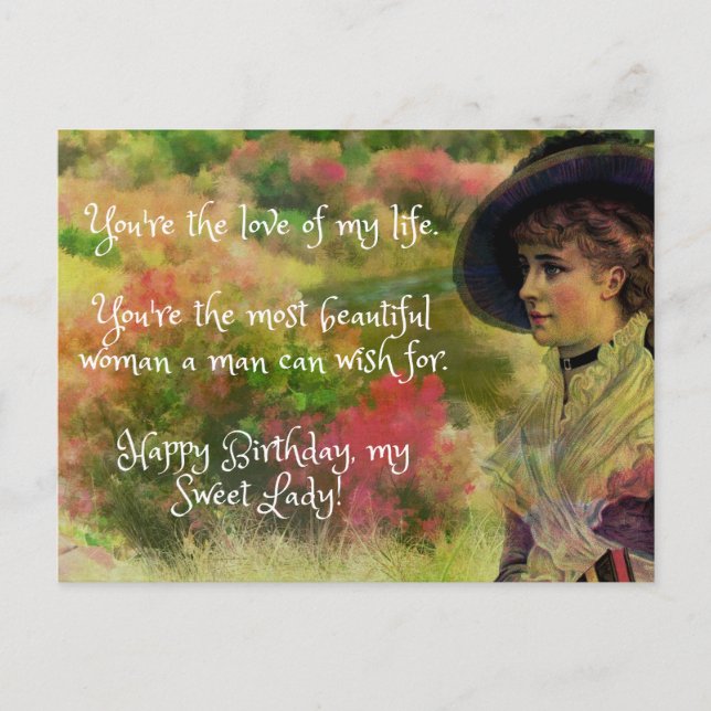 Carte Postale Beau message mari à la femme Joyeux anniversaire (Devant)