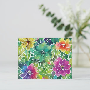Carte Postale Beau Motif de fleurs d'aquarelle