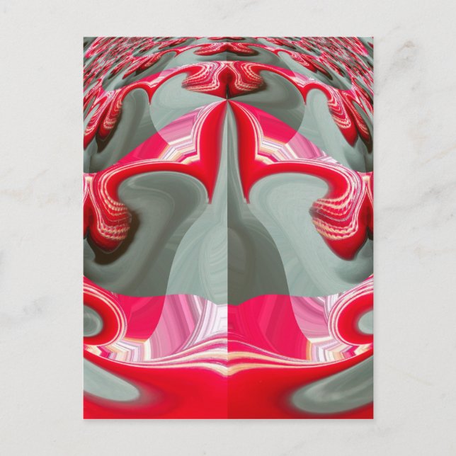 Carte Postale beau motif géométrique gris cendré rouge design AR (Devant)