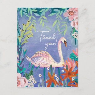 Carte Postale Beau Oiseau de Cygne Elégant Merci bleu