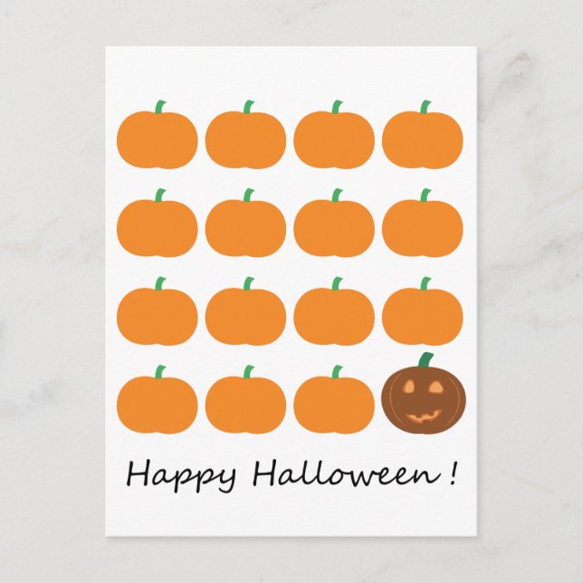 Carte Postale Beau Patch Citrouille Halloween (Devant)