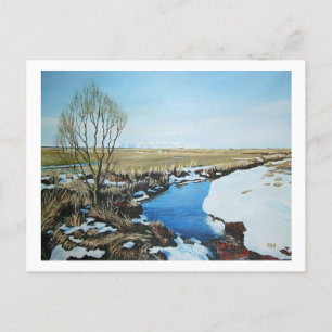 Carte Postale Beau paysage de printemps islandais de neige beaux