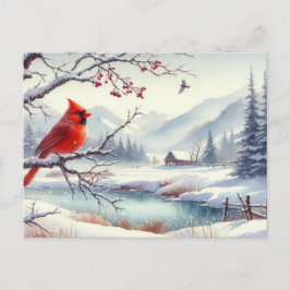 Carte Postale Beau paysage d'oiseaux et d'hiver 11