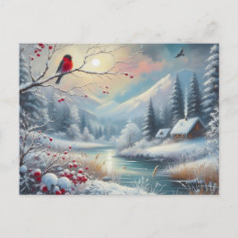 Carte Postale Beau paysage d'oiseaux et d'hiver 12