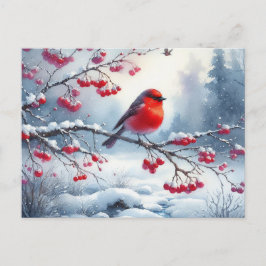 Carte Postale Beau paysage d'oiseaux et d'hiver 13
