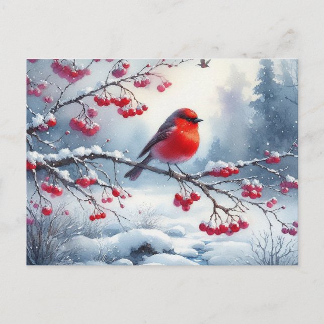 Carte Postale Beau paysage d'oiseaux et d'hiver 13 (Devant)