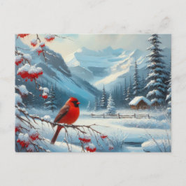 Carte Postale Beau paysage d'oiseaux et d'hiver 17