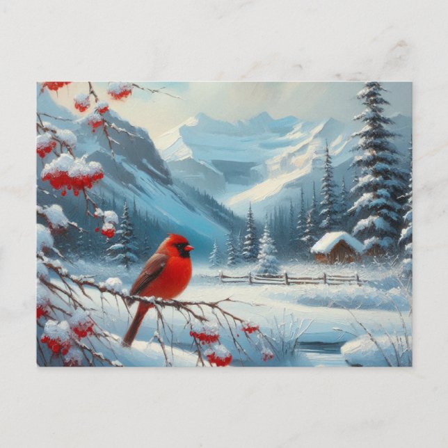 Carte Postale Beau paysage d'oiseaux et d'hiver 17 (Devant)