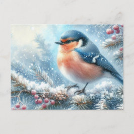Carte Postale Beau paysage d'oiseaux et d'hiver 2