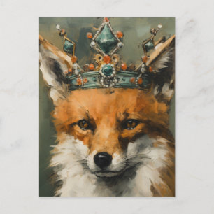 Carte Postale Beau Renard rouge dans une couronne