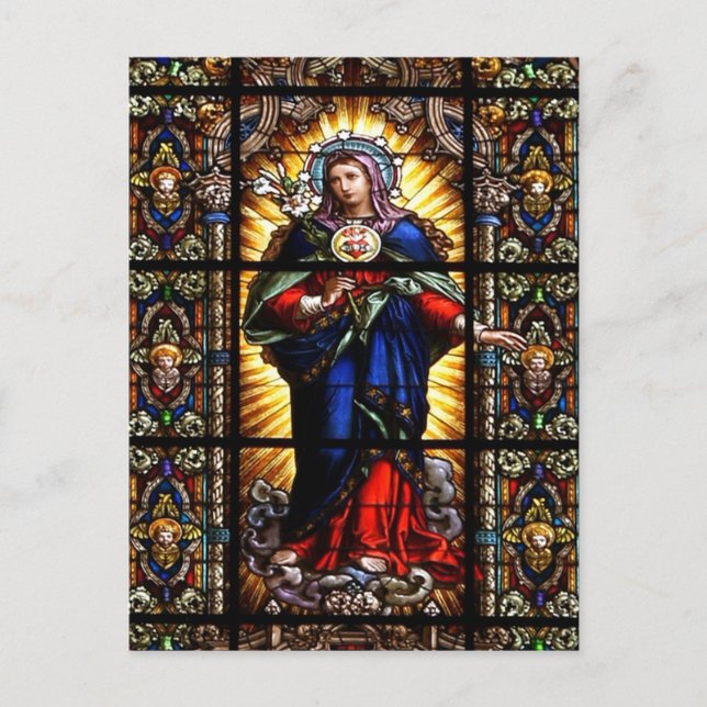 Carte Postale Beau Sacré Coeur Religieux de Vierge Marie (Devant)
