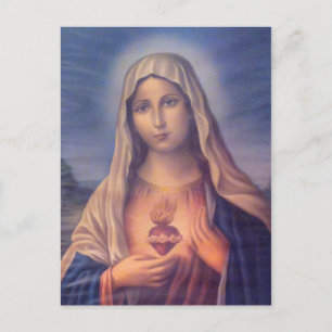 Carte Postale Beau Sacré Coeur Religieux de Vierge Marie