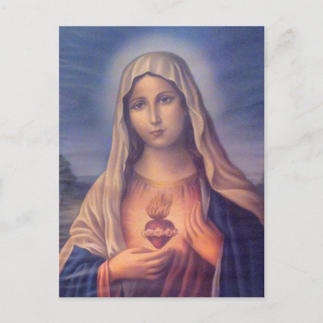 Carte Postale Beau Sacré Coeur Religieux de Vierge Marie (Devant)