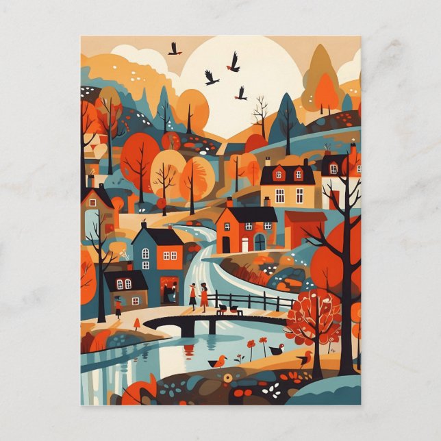 Carte Postale Beau Scandi Village Art (Devant)