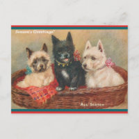Beau Scottie Chiens Vintage Painting Holiday