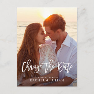 Carte Postale Beau script de brosse modifier la photo de date